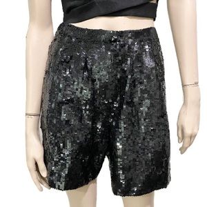 Vintage 90’s Black Sequin 7-Inch Inseam Women’s High Waist Sequin Shorts Size S